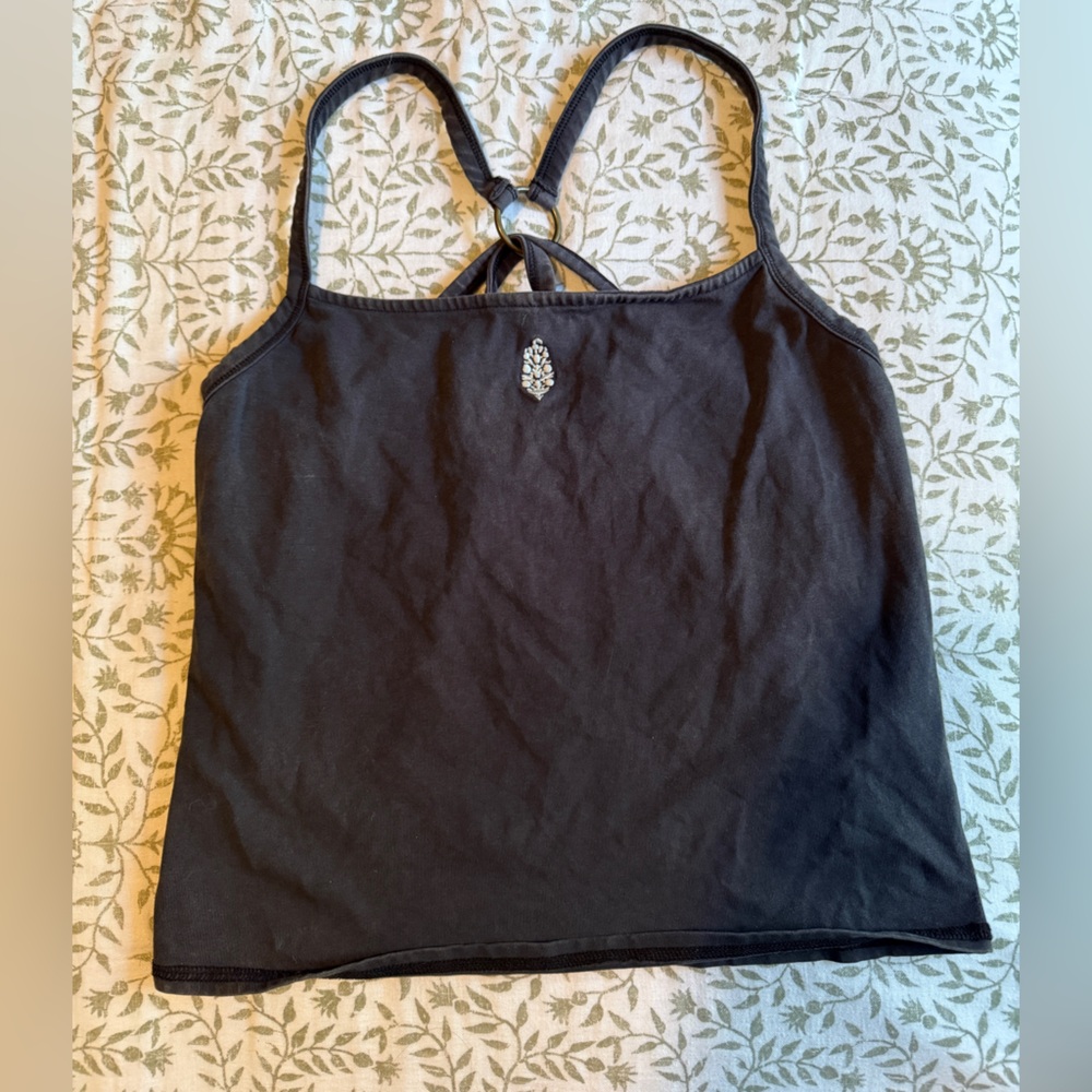 Free People FP Movement Strappy Back Washed Black Cropped Athletic Tank M